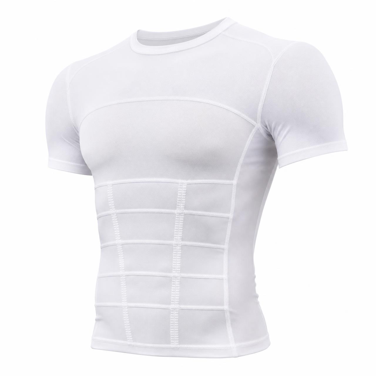 CoreFlex premium men's compression shirt with structured abdominal sculpting panels